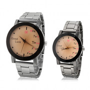 Алфавит пары Pattern стали аналоговые кварцевые наручные часы (разные цвета Dial)
