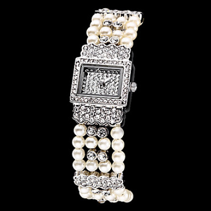 алмаз женщин квадратных набора Перл группы кварцевые аналоговые часы браслет (разных цветов)