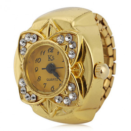 алмаз женщин цветок стиле сплава аналоговые кварцевые часы кольцо (разных цветов)