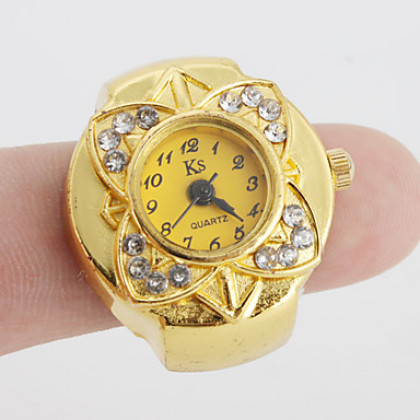 алмаз женщин цветок стиле сплава аналоговые кварцевые часы кольцо (разных цветов)