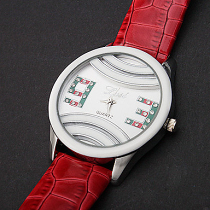Алмазный женские набора PU Группа Аналоговые кварцевые наручные часы (разных цветов)