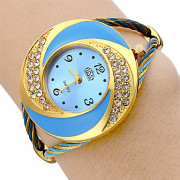 Алмазный женские набора стали аналоговые кварцевые часы браслет (Multi-Color)