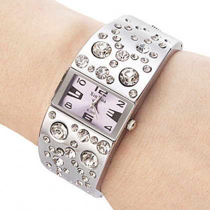 Алмазный Женские Pattern Циферблат Стальной браслет кварцевые аналоговые часы браслет (разные цвета Dial)