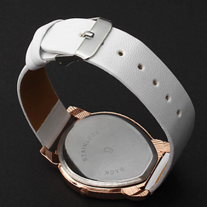 Алмазный женские шаблон PU кожаный Аналоговые кварцевые наручные часы (белый)
