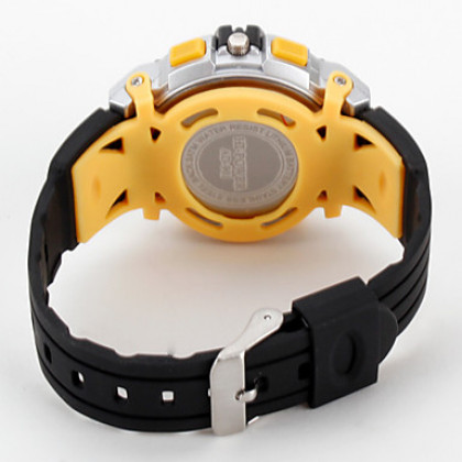 Аналого-цифровые мультиходовые наручные часы унисекс с ремешком из резины (черные)