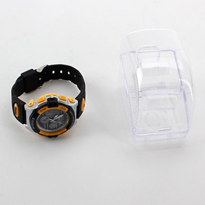 Аналого-цифровые мультиходовые наручные часы унисекс с ремешком из резины (черные)