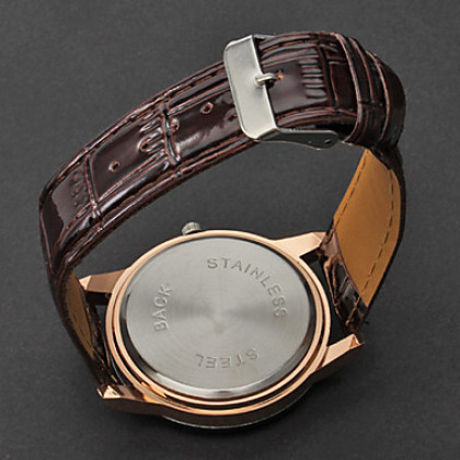 Аналоговые кварцевые наручные часы унисекс (коричневый ремешок)