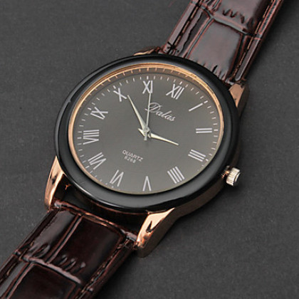Аналоговые кварцевые наручные часы унисекс (коричневый ремешок)