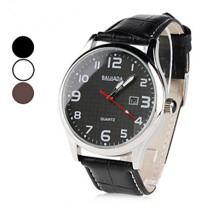 Аналоговые кварцевые наручные часы унисекс с функцией календаря и ремешком из кожзама (разные цвета)