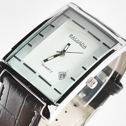 Аналоговые кварцевые наручные часы унисекс с календарем и ремешком из кожзама (разные цвета)