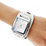 Аналоговые кварцевые наручные часы унисекс с ремешком из кожзама (белые)