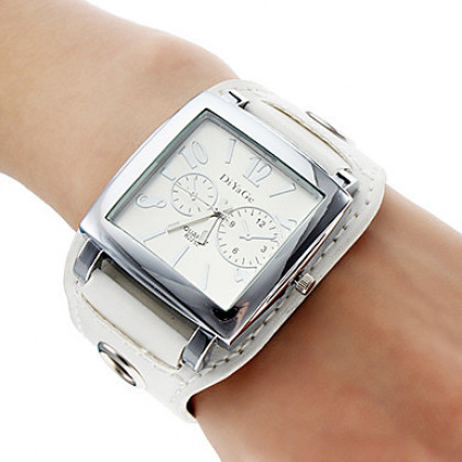 Аналоговые кварцевые наручные часы унисекс с ремешком из кожзама (белые)