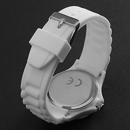 Аналоговые кварцевые спортивные наручные часы унисекс с сликоновым ремешком (белые)