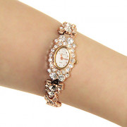 Аналоговые кварцевые женские розовые золотые часы браслет