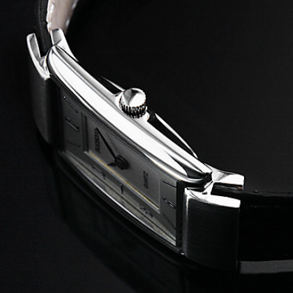 Аналоговые кварцевые женские удаленного Серебряный Черный Кожаный ремешок наручные часы (черный)