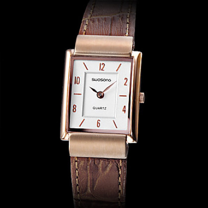 Аналоговые кварцевые женские удаленного Серебряный Коричневый Кожаный ремешок наручные часы (коричневый)