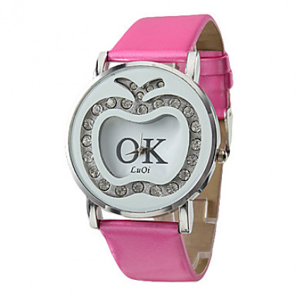 Apple, женский шаблон PU Аналоговые кварцевые наручные часы с алмазами (разных цветов)