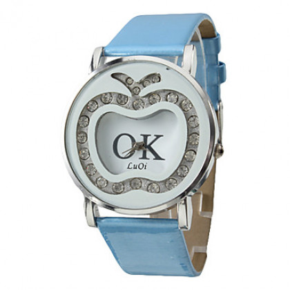 Apple, женский шаблон PU Аналоговые кварцевые наручные часы с алмазами (разных цветов)