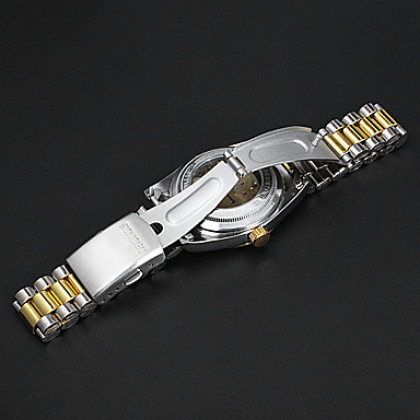Авто-Механический женский скелет Круглый циферблат Стальной браслет кварцевые аналоговые наручные часы (разных цветов)