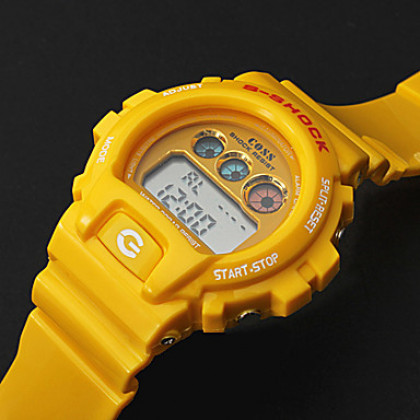 Автоматические цифровые наручные часы унисекс из резины (желтые)