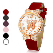 Бабочка женщин Стиль ромба PU Аналоговые кварцевые наручные часы (разных цветов)