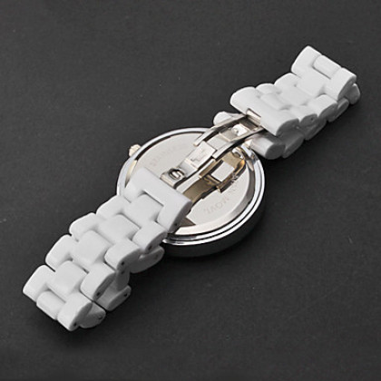 Белые мужские кварцевые наручные часы с серебристыми элементами циферблата и ремешком из керамии