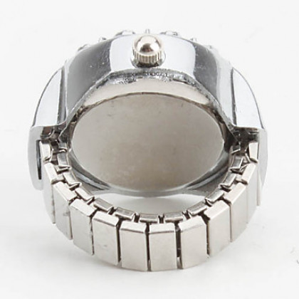 белый кристаллический женский стиль сплава аналоговые кварцевые часы кольцо (серебро)