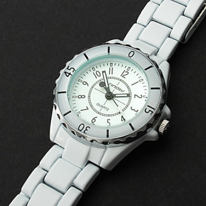 Белый стали женские группы аналоговые кварцевые наручные часы (белый)