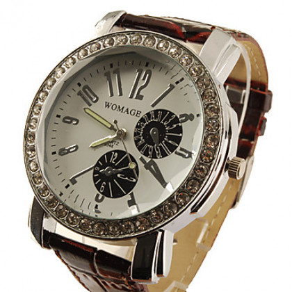 большой набор Кожа PU группы кристаллов характерно девушки женщины дамы наручные часы - коричневый