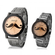 Борода пары Pattern стали аналоговые кварцевые наручные часы (разные цвета Dial)
