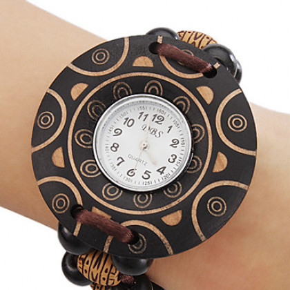 Браслет женский стиль деревянный Аналоговые кварцевые часы (разноцветный)