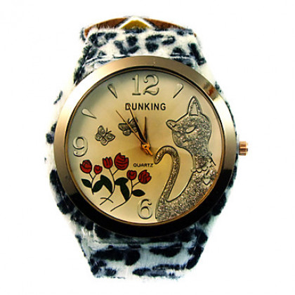 Cat женский леопардовый дизайн PU Группа Аналоговые кварцевые наручные часы