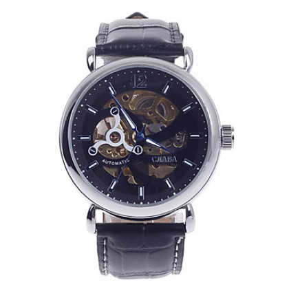 CJIABA GK8021 Двусторонняя Скелет Автоматическая аналогового Мужские наручные часы - черный + золотой + синий