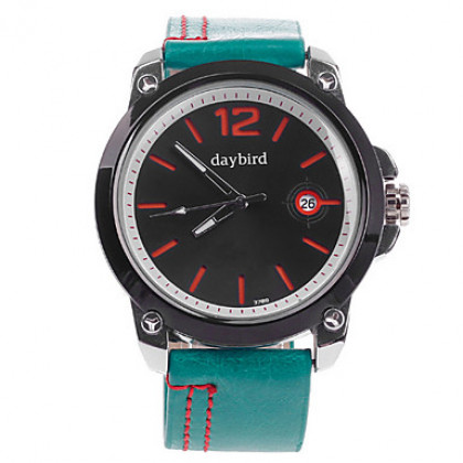 Daybird 3788 Мужская кожа PU Простой календарь и аналоговые кварцевые наручные часы (разных цветов)