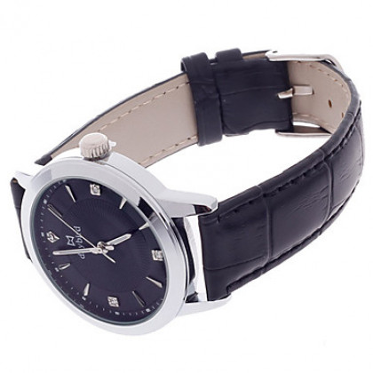 Daybird 3795 PU Кожаный ремешок Кварцевый Мужские наручные часы - черный + серебро (1 х LR626)