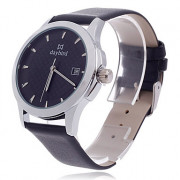 Daybird 3807 искусственная кожа + Простой календарь Аналоговые кварцевые наручные мужские часы - черный + серебро