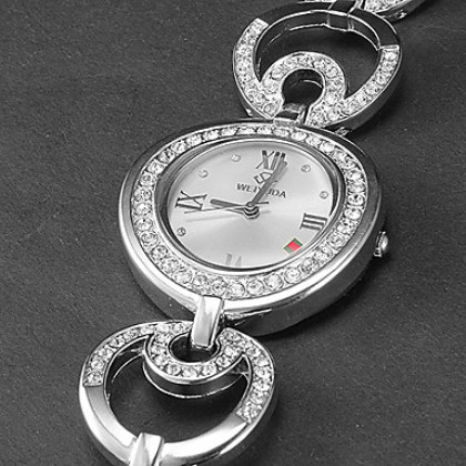 Diamante женщин круглый циферблат кольца Группа Кварцевые аналоговые часы браслет (разных цветов)