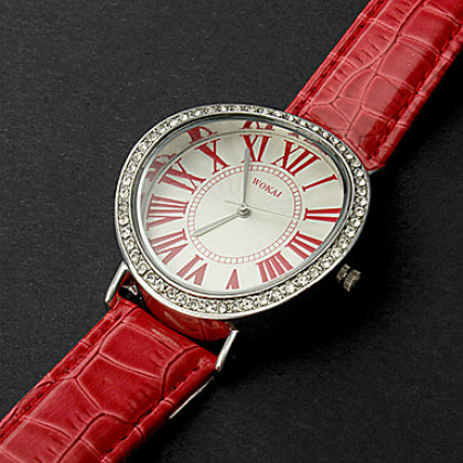 Diamante Женские Круглый циферблат PU Группа Кварцевые аналоговые наручные часы (разных цветов)