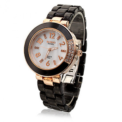 Diamante Женские Pattern белый циферблат Керамический браслет кварцевые аналоговые наручные часы (разных цветов)