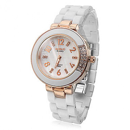 Diamante Женские Pattern белый циферблат Керамический браслет кварцевые аналоговые наручные часы (разных цветов)