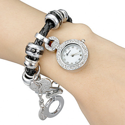 Diamante Женские трикотажные круглый циферблат аналогового группы кварцевые часы браслет (разных цветов)