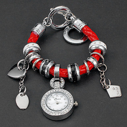 Diamante Женские трикотажные круглый циферблат аналогового группы кварцевые часы браслет (разных цветов)