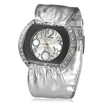 Diamante Женские удаленного Серебряный браслет кварцевые аналоговые наручные часы