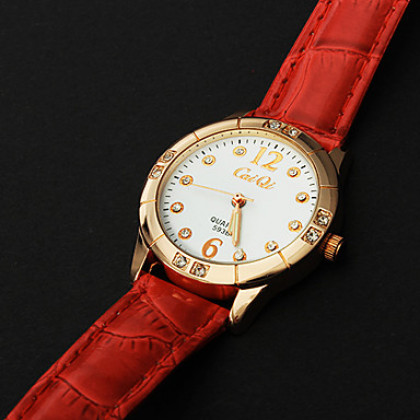 Diamante женский белый циферблат Pattern PU Группа Кварцевые аналоговые наручные часы (разных цветов)