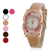 Дициклической Женский стиль PU кварцевые аналоговые наручные часы (разных цветов)