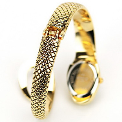 Для Женщин Змея Quatz Аналоговый Золотой браслет наручные часы