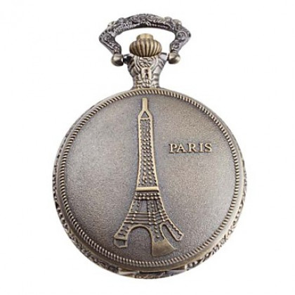 Эйфелева башня женщин сплава аналоговые кварцевые карманные часы (бронза)