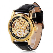 элегантные мужские искусственная кожа автоматического аналоговые наручные часы (черный)