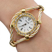 Элегантные женские аналоговые кварцевые часы-браслет (под золото)