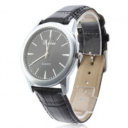 Элегантный мужской Деловой стиль PU аналоговые кварцевые наручные часы (черный)